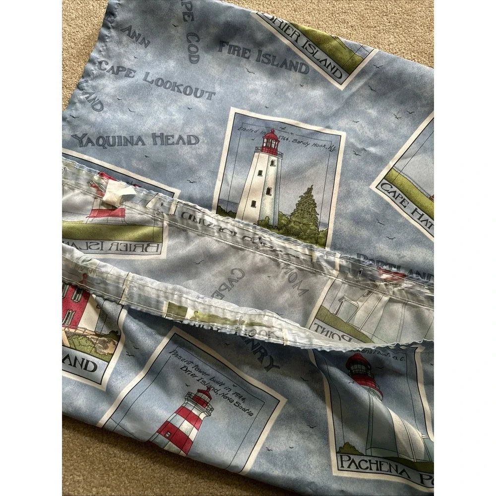 VTG Daisy Kingdom Lighthouse Cape Cod Nautical Blue Coastal Shower Curtain